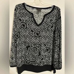Lane Bryant Black & White Paisley Tunic Top | Size 14/16 | Boho Style